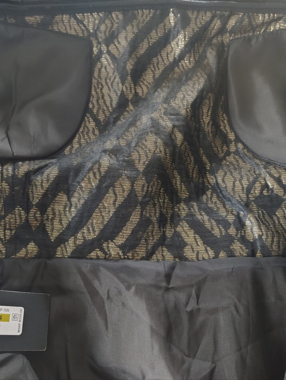 Donna Karan New York Strapless Jacquard Fit & Flare Dress in Black and Gold 14 - Picture 12 of 15